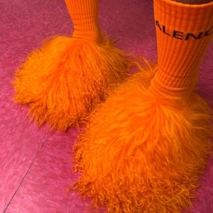 Handmade Cozy Sheep Fur Mongolian Slip on Sandals